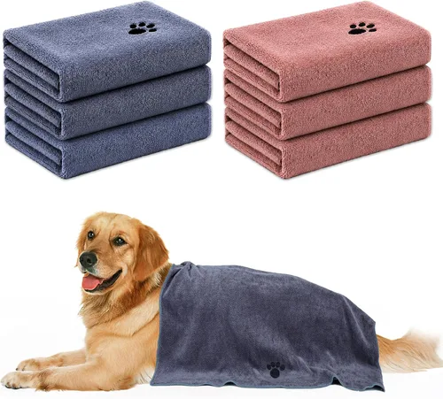 Vista 12 de Paquete de 2 toallas de microfibra para perros, suministros perfectos para Marrón