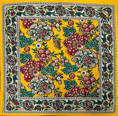 Vista 5 de India Arts Servilleta cuadrada de algodón con estampado floral de país francés, sábana de playa (azul, servilleta de 18 x 18 pulgadas)
