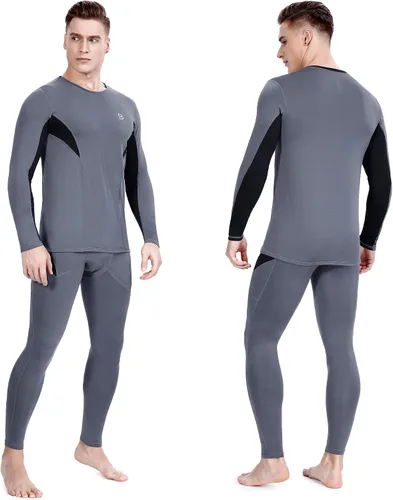 Vista 7 de Ropa interior térmica para hombre, con forro polar, táctica, deportiva, conjunto térmico