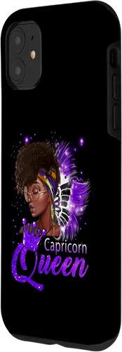 Vista 2 de iPhone 11 Purple Capricornio Queen African American Woman Dec Jan Case