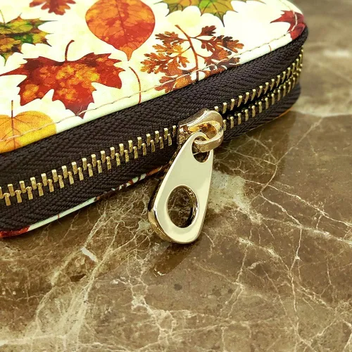 Vista 5 de Funda de cuero con cremallera para tarjetas de crédito RFID para mujeres y niñas