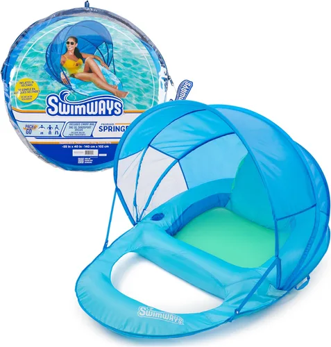 Vista 9 de SwimWays Spring Float - Tumbona reclinable prémium para piscina, flotadores inflables para adultos con inflado rápido para edades de 15 años
