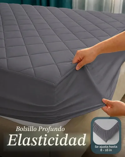 Vista 3 de Utopia Bedding - Funda acolchada para colchón individual, tamaño individual, protector y cubierta de colchón elástico con bolsillo profundo que se