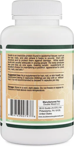 Vista 4 de Vitamina de queratina para el crecimiento del cabello (500 mg por porción, 120 píldoras) Tratamiento capilar de queratina para hombres y mujeres