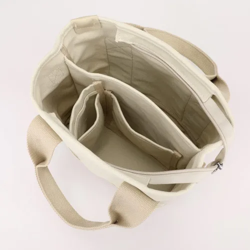 Vista 4 de Pequeño bolso cruzado de lona con múltiples bolsillos, mini bolso casual tipo hobo para mujer
