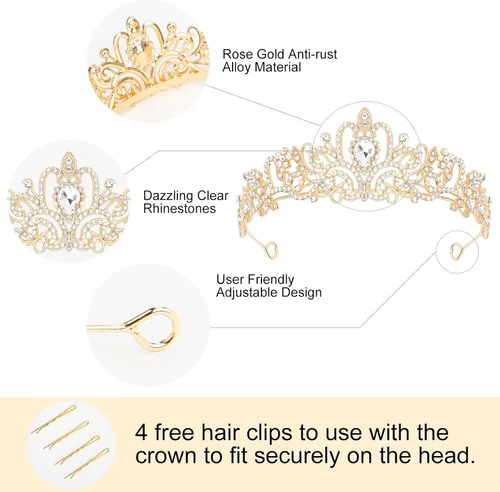 Vista 3 de CIEHER Kit de corona y banda de cumpleaños - Tiaras y coronas para mujer, aleación