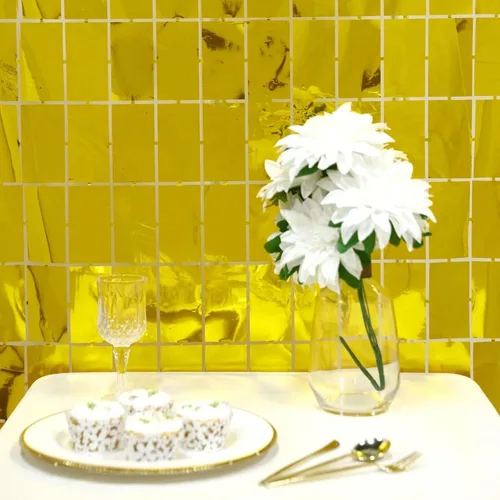 Vista 3 de Efavormart - Telón de fondo rectangular de aluminio metálico dorado brillante para puerta, ventana, fiesta, 3 x 6.5 pies