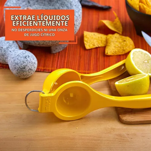 Vista 5 de IMUSA Juego de exprimidores manuales de lima y limón, exprimidor de cítricos para máxima extracción, aluminio, amarillo y verde