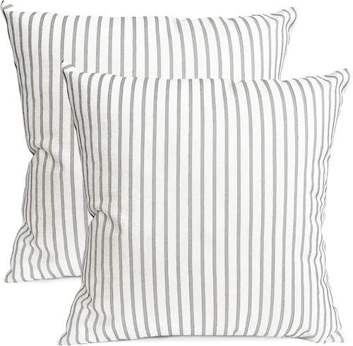 Vista 22 de Juego de 2 fundas de almohada decorativas negras boho 16x16 pulgadas, fundas de almohada de lino modernas estilo bohemia campestre para exteriores