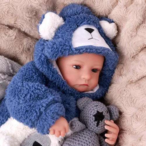 Vista 7 de BABESIDE Muñecas Reborn de bebé realistas Niño - Aiden 17 Pulgadas Muñeca de bebé realista hecha a mano de tela suave con cuerpo de silicona recién
