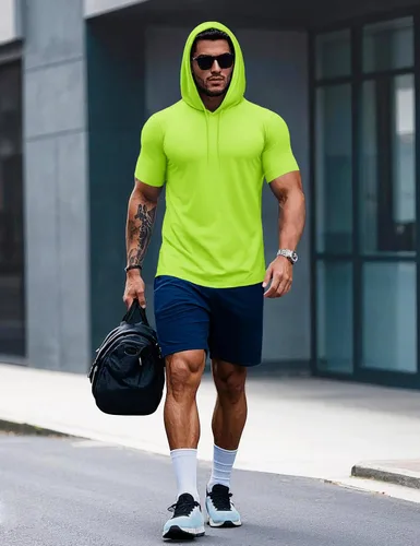 Vista 64 de MAGCOMSEN Sudadera con capucha de algodón de manga corta para hombre, sudadera ligera con capucha