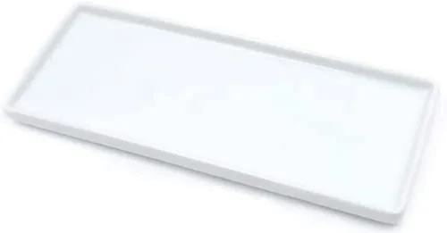 Vista 9 de Bandeja de cerámica para velas, rectangular pequeña, organizador de mármol blanco para velas, jabón, joyas, perfumes, toallero, bandeja decorativa
