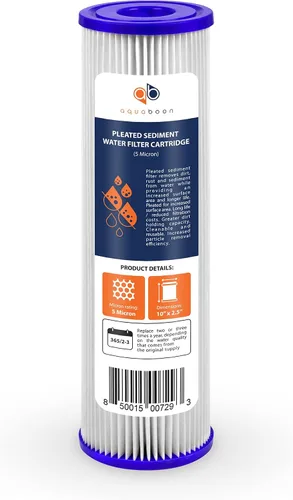 Vista 8 de Aquaboon Cartucho de filtro de sedimento plisado para toda la casa de 5 micras de 10 x 2.5 pulgadas para reemplazo de filtro de agua de pozo