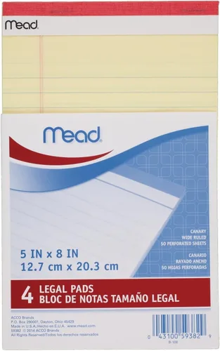 Vista 7 de Mead Canary Junior - Bloc de notas jurídicas, 5 x 8 pulgadas, paquete de 4, 50 hojas (59382)