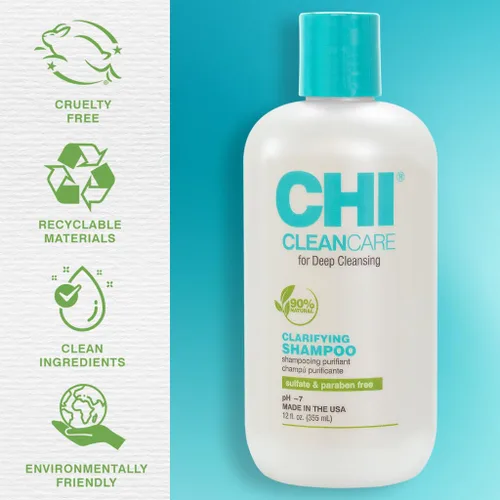 Vista 3 de CHI CleanCare Champú Clarificante, Limpia Profundamente el Cabello y el Cuero Cabelludo, Elimina la Acumulación y Restaura la Humedad del Cabello