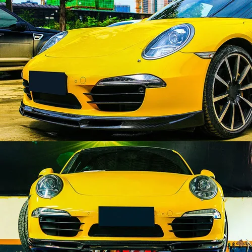 Vista 2 de AMNOOL Borde de parachoques delantero de fibra de carbono para Porsche 911 2012-2015 Convertible 2 puertas delantero protector de alerón de barbilla