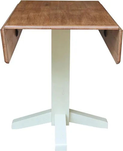 Vista 4 de IC INTERNATIONAL CONCEPTS Mesa de comedor cuadrada de madera maciza de 36 pulgadas con doble hoja, multicolor Nogal/Concha