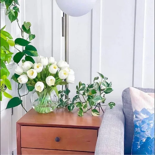 Vista 2 de Real Touch Mesa Tulipán Flores Artificiales Tallo Floral 6 piezas, Decoración del Hogar, Comedor, Sin Jarrón 6 Piezas (blanco)