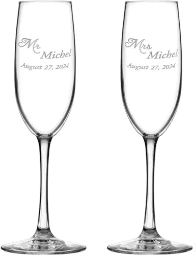 Vista 25 de Copas de champán personalizadas para boda, copas de brindis de aniversario, copas de boda, señor y señora, regalo de boda, copas de champán