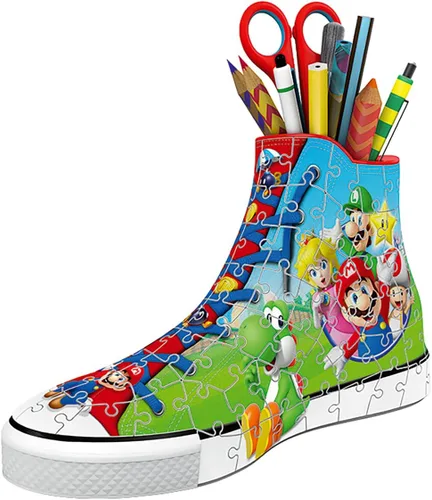 Vista 4 de Ravensburger - Super Mario Sneaker - Rompecabezas 3D - Construye una zapatilla de tamaño completo con ilustraciones clásicas de Mario - 108 piezas