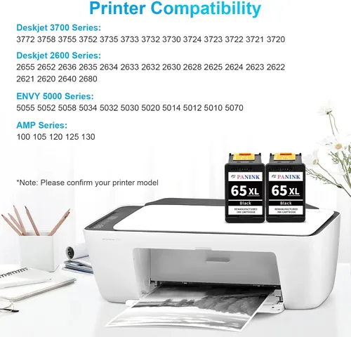Vista 2 de Cartucho de tinta remanufacturado de repuesto para impresora HP 65 XL HP 65 tinta HP65 65XL cartucho de tinta negra para impresora HP 3755 3752 2655