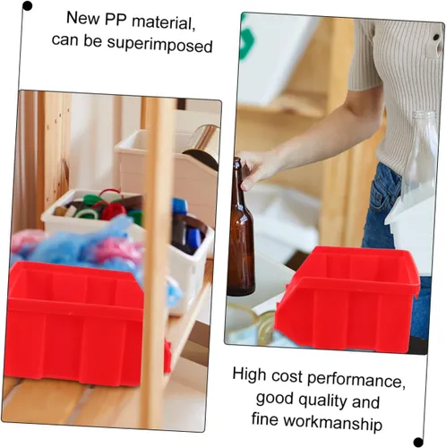 Vista 8 de DOITOOL Cajas de cajas de plástico con tapas, cubos de almacenamiento pequeños, cubos de almacenamiento apilables montados en la pared rojos