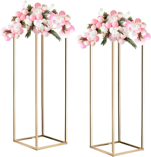 Vista 11 de MECCANIXITY Columna de jarrón de flores de boda, soporte de metal para flores de 15.7 pulgadas de alto, para decoración de bodas, fiestas, cenas