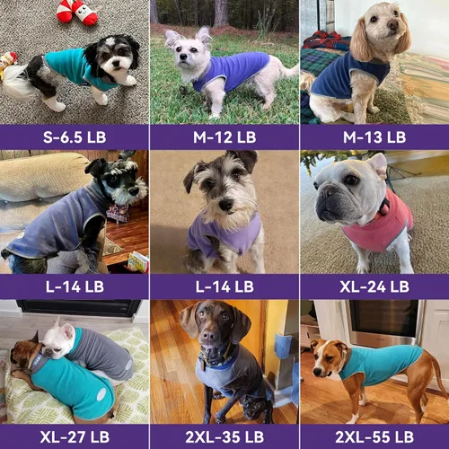 Vista 6 de cyeollo Paquete de 2 suéteres de forro polar para perro, chaleco cálido reflectante para perro, abrigo elástico para perro, chaqueta de invierno