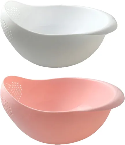 Vista 6 de Colador de arroz 2 en 1, cesta de filtro de limpieza de verduras y frutas, 2 piezas resistentes y fáciles de usar accesorios de herramientas de Azul