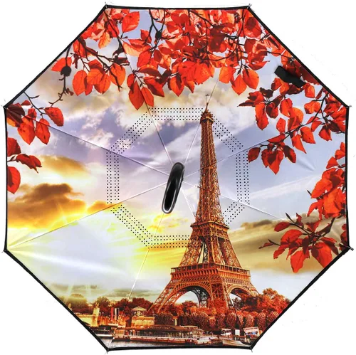 Vista 2 de MRTLLOA - Paraguas invertido de doble capa, mango en forma de C, impermeable, anti rayos UV, resistente al viento, para automóvil, lluvia y uso