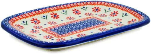 Vista 26 de Auténtico plato de cerámica polaca de 10 pulgadas en diseño amarillo hecho a mano en Bolesławiec Polonia por Ceramika Bona + certificado