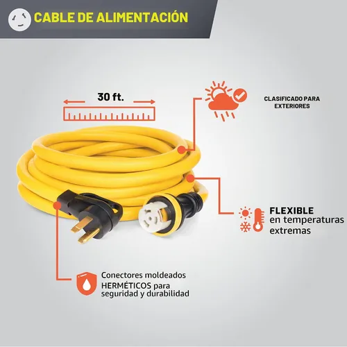 Vista 5 de Champion Power Equipment Interruptor de transferencia manual de 50 amperios para interiores con cable de alimentación de generador de 30 pies y caja