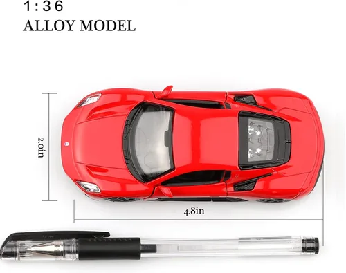 Vista 4 de TOKAXI Maserati MC20 escala 1/36 modelo de auto fundido a presión, vehículos de juguete de tracción trasera, regalos de autos para niños y niñas