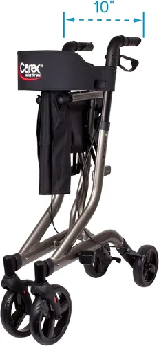 Vista 6 de Carex Crosstour - Andador con ruedas con asiento, plegable, estilo europeo, andador de 4 ruedas para personas mayores, capacidad de 300 libras
