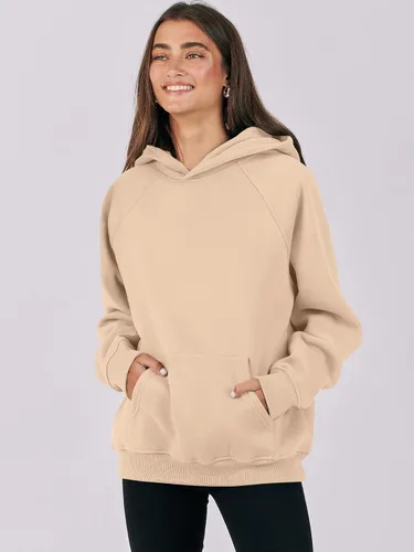 Vista 9 de LOGENE Sudaderas con capucha para mujer, de manga larga, de vellón, de gran tamaño, informales, básicas, sin botones, ropa de entrenamiento de otoño