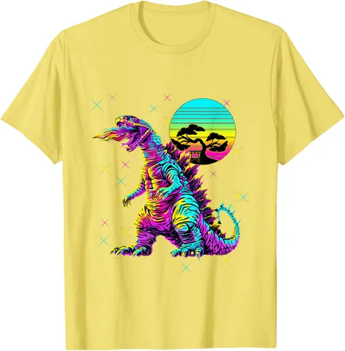 Vista 24 de Cool Streetwear synthwave 80s 90s retro anime snakezilla camiseta, Negro