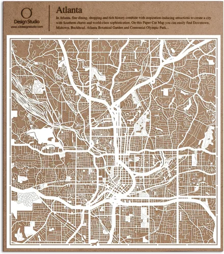 Vista 87 de O3 Design Studio Aberdeen - Mapa de papel cortado en papel blanco de 12 x 12 pulgadas