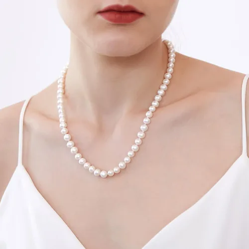 Vista 3 de Freshwater Cultured Pearl Necklaces for Women AAA 16"-18" Wedding Jewelry for Bride Mother Birthday Day Gift for Wife Mom Teen
