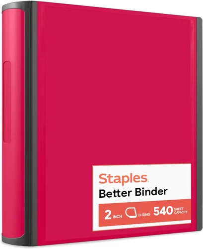 Vista 51 de Carpeta con anillos en forma de "D" de 1 pulgada para mejor visualización Staples, Negro