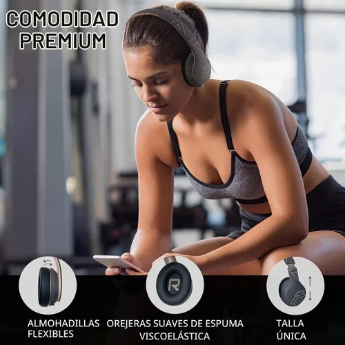Vista 2 de PowerLocus Auriculares inalámbricos Bluetooth sobre la oreja con micrófono, tiempo de reproducción de 50 horas, sonido estéreo de alta fidelidad