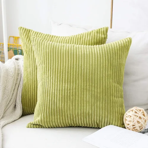 Vista 18 de Home Brilliant - Juego de 2 fundas de cojín decorativas de terciopelo a rayas, 16 x 16 pulgadas, para sillas y sofás, color verde salvia, verde