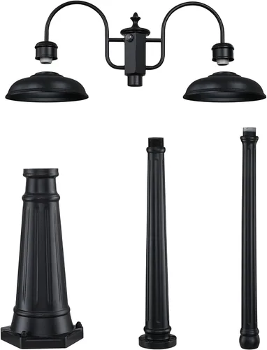 Vista 6 de Luz de Poste para Exteriores, Lámpara de Poste para Exteriores de Anochecer a Amanecer, Luces de Poste de 2 Cabezales Estilo Granja, Accesorio