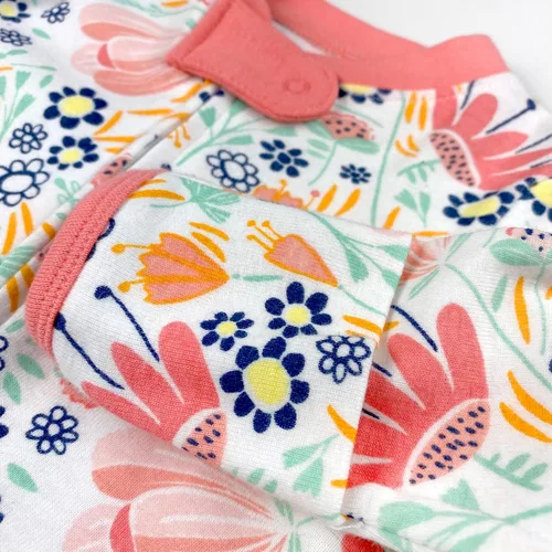 Vista 4 de HonestBaby Footed Sleep & Play Pajamas Organic Cotton for Infant Baby Girls (LEGACY)