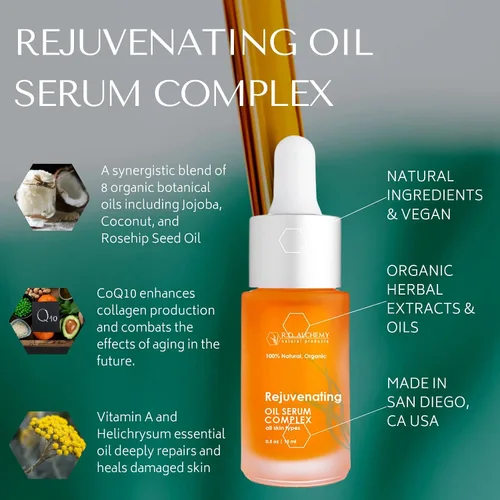 Vista 3 de RD Alchemy - Suero de aceite rejuvenecedor 100% natural y orgánico para una piel brillante - Argán, jojoba, rosa mosqueta, retinol y CoQ10 disminuye