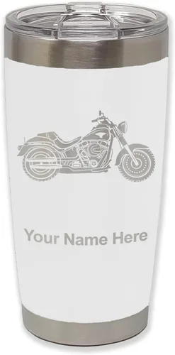Vista 30 de LaserGram Vaso personalizado de 20 onzas, motocicleta (negro) Regalo grabado para motociclistas, acero inoxidable aislado al vacío, grabado