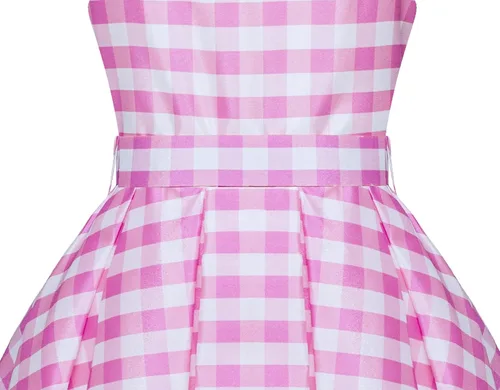 Vista 5 de Géneric CHXWTEAM - Vestido de fiesta rosa a cuadros para niñas, color rosa, fiesta, película, cosplay, Halloween, fiesta, recuerdos, ropa
