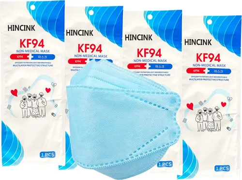 Vista 10 de Paquete de 20 mascarillas KF94 negras empaquetadas individualmente, unisex, filtros de 4 capas para adultos y mayores, coloridos