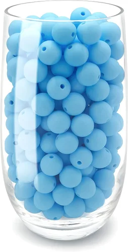 Vista 7 de DIYOMR 100 cuentas redondas de silicona para joyería y manualidades (0.59 pulgadas, azul)