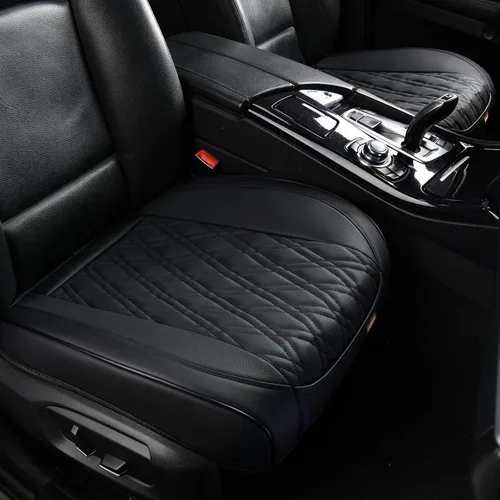 Vista 13 de TIEHESYT 2 fundas de piel de napa para automóviles, funda de asiento delantero inferior para automóvil, cojín de asiento sin respaldo