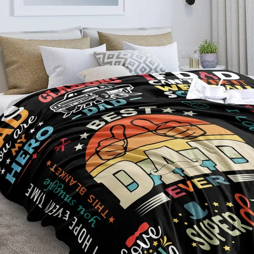 Vista 3 de Manta para papá, 50 x 60 pulgadas, regalo suave y duradero para papá, cumpleaños, día del padre, jubilación, perfecta para viajes, camping, oficina